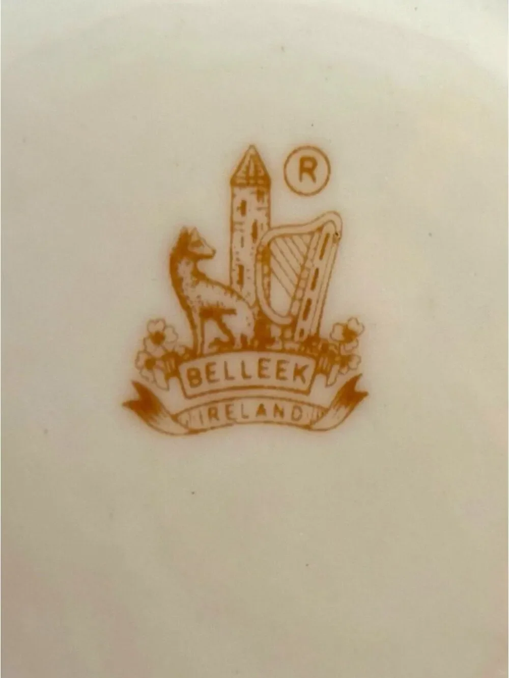 Vintage Belleek Ireland Flower Bud Vase Yellow Lustre 7th Mark 1980-1993